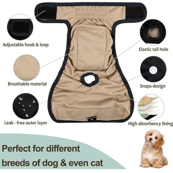 Washable Female Dog Diapers Premium Reusable Highly Absorbent 3 All Size Large - Picture 10 of 10